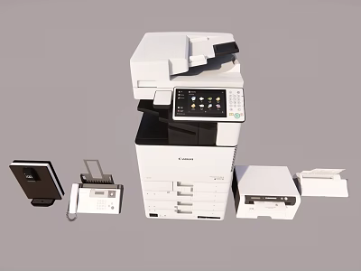 Complete Canon Office Equipment Set With Multifunction Printer Scanner And Telephone 3d model