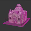 Elegant Stone Building Featuring Central Dome Flanking Domes Arched Windows And Pedestal Base