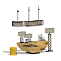 New Chinese-style Lamps Combination Chandelier Table Lamp Floor Lamp Combination 3d model