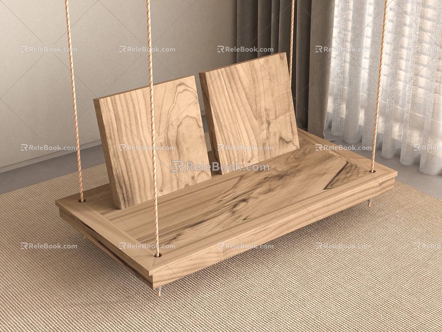 Swing Swing Chair Courtyard Swing Wooden Swing Hanging Chair 3d model