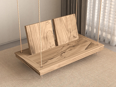 Swing Chair Courtyard Swing Wooden Swing Hanging Chair 3d model