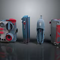 Sci Fi Mechanical Components With Various Designs And Colorful Structural Elements