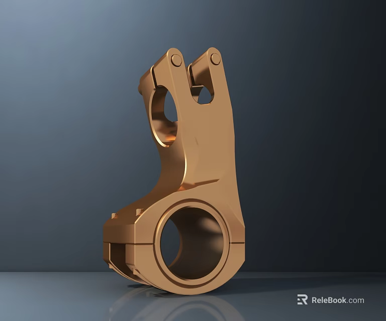 Golden Metallic Mechanical Component With Structural Holes And Industrial Design 3d model 