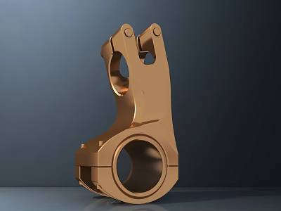 Golden Metallic Mechanical Component With Structural Holes And Industrial Design 3d model