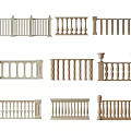 Various Decorative Stone Railings Featuring Different Baluster Designs And Classic Styles 3d model