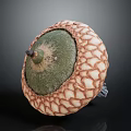 Acorn Shaped Food With Red And White Patterned Surface And Green Top Tip 3d model