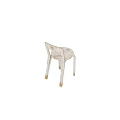 Distressed White Single Chair with Curved Back Round Seat and Curved Legs