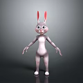 3D Cartoon Rabbit Character With Pink Ears White Body And Friendly Expression 3d model