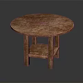 Stylish Round Wooden Table Design With Lower Shelf And Sturdy Legs For Home Furniture