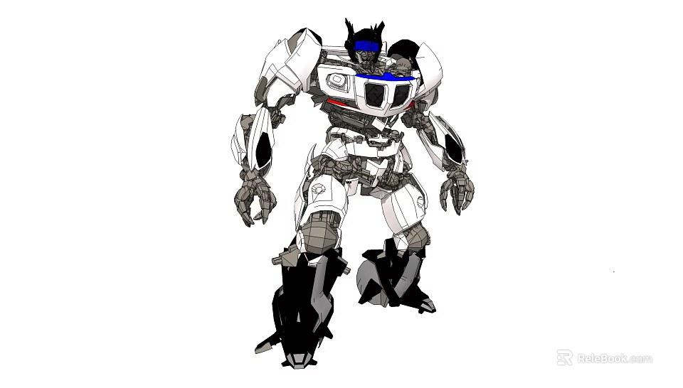 White And Blue Mechanical Robot Featuring Armor Details And Futuristic Sci Fi Design 3d model 