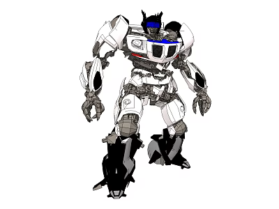 White And Blue Mechanical Robot Featuring Armor Details And Futuristic Sci Fi Design 3d model
