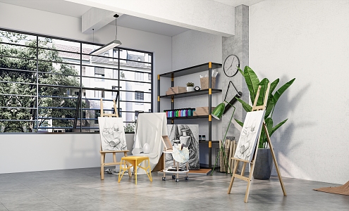 Modern Studio Still Life Sketches Ornaments Art Training Room 3d model