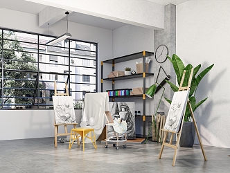 Modern Studio Still Life Sketches Ornaments Art Training Room 3d model