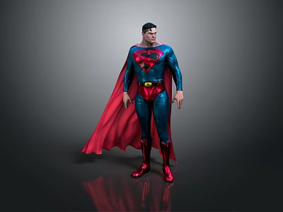 Superman 3D Character Model With Blue Suit Red Cape And Iconic Chest Logo 3d model