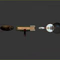 Fantasy Medieval Props Collection With Green Box Red Ribbon Dagger And Leather Pouch