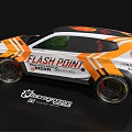 Orange And White Flash Punx Racing Car With Dynamic Design And Large Wheels