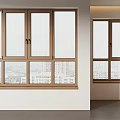 Modern Interior Design With Wooden Frame Casement Windows And Clear Glass