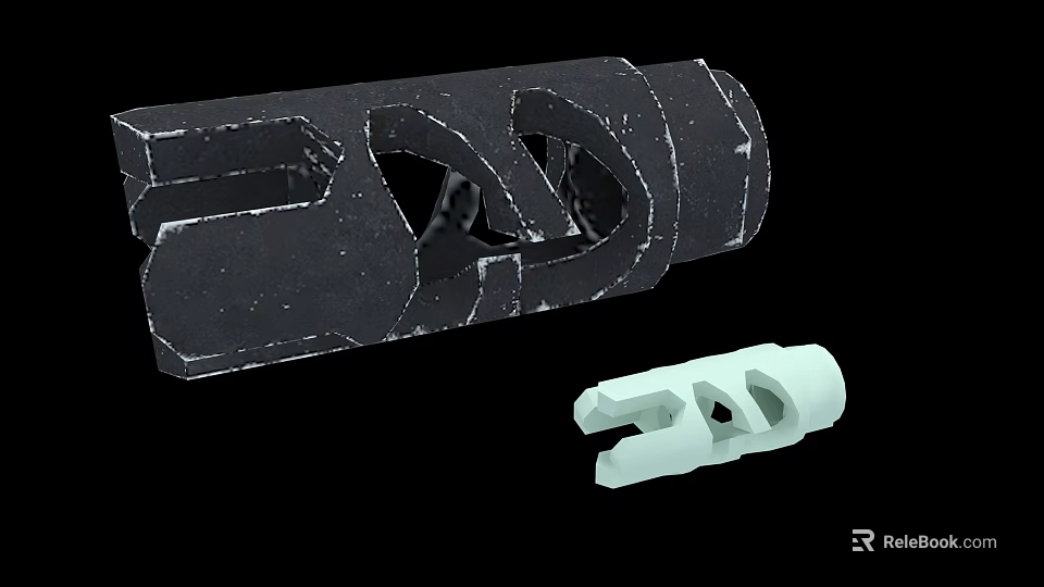 Weapon Components Including Large Black And Small White Parts With Detailed Structural Design 3d model
