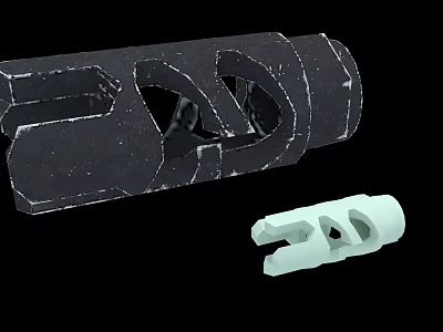 Weapon Components Including Large Black And Small White Parts With Detailed Structural Design 3d model
