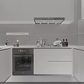 Modern Kitchen With White Cabinets Stove Oven Range Hood And Appliances