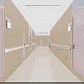 Modern Nurse Station Interior Setup With Wooden Counter Yellow Accents Display Screen And Seats