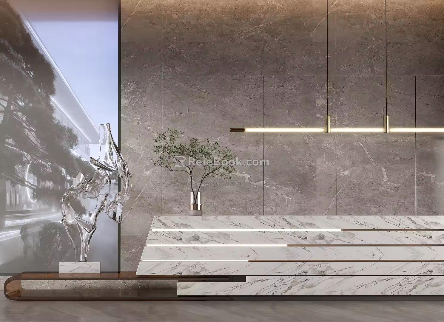 Modern Reception Desk Front Desk 3d model