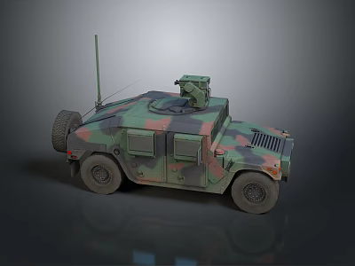 Military Camouflage Vehicle With Antenna Roof Mounted Equipment Off Road Tires And Tactical Design 3d model
