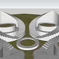 Modern Outdoor Chairs With Circular Design And Green Plants In Garden Setting