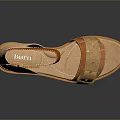 Women's Orange Leather Sandals With Two Buckles And Wooden Heel For Summer