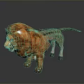 Colorful 3D Modeled Lion With Orange Mane Multicolored Body And Standing Pose Design