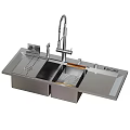 Modern Stainless Steel Kitchen Sink With Faucet Drainboard And Integrated Design