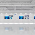 Modern Exhibition Hall Interior With Display Walls Digital Screens White Walls And Reflective Floor