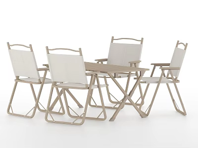 Light Colored Foldable Table And Four Chairs Set For Outdoor Use 3d model