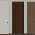 Flush Doors Three Different Colors Wood Grain White Solid With Metal Handles Modern Design 3d model