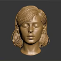 Golden Female Head Sculpture Detailed Artistic Carving With Realistic Features