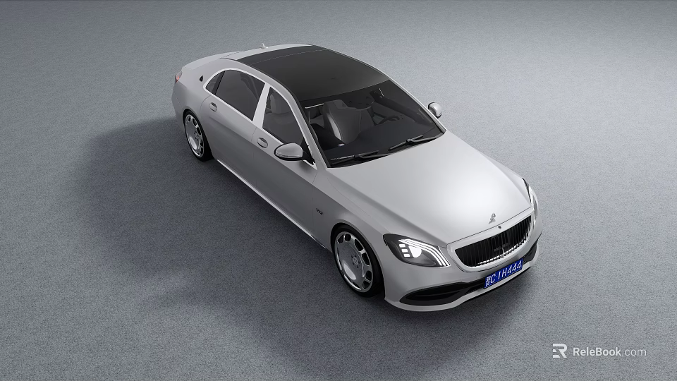 Silver Luxury Sedan With Black Roof Modern Design And Elegant Front Styling 3d model 