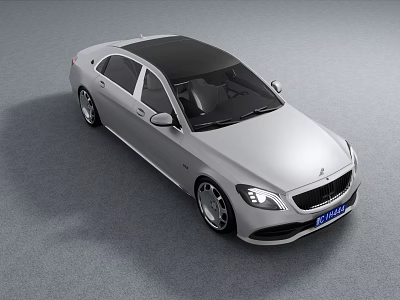 Silver Luxury Sedan With Black Roof Modern Design And Elegant Front Styling 3d model