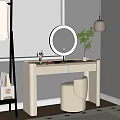 Modern Dressing Table Makeup Stool Combination Mirror Green Plant Cream Style Dressing Table Dressing Mirror Hanger 3d model