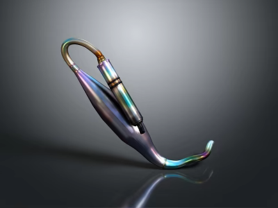 Durable Iridescent Metal Fishing Hook With Modern Curved Shape And Shiny Surface 3d model