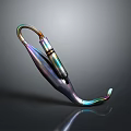 Durable Iridescent Metal Fishing Hook With Modern Curved Shape And Shiny Surface