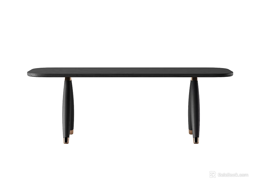 Sleek Black Dining Table With Slender Legs And Modern Metal Accents Design Style 3d model 