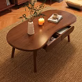Wooden Sofa Coffee Table Set With Drawer Decorative Vase Candles Books Coffee Cup On Rug