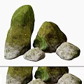 Natural Rockery Stones With Green Moss And Various Sizes For Garden Decoration