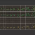 Grid Planting Area With Plants In Different Growth Stages And Brown Soil