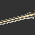 Ornate Gold And Silver Sword With Detailed Hilt Shiny Blade And Decorative Spikes