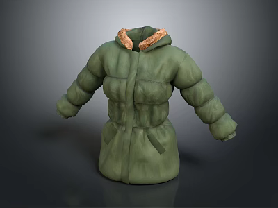 Game Movie Character Green Winter Coat with Brown Fur Collar 3D Model Design 3d model