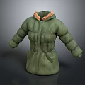 Game Movie Character Green Winter Coat with Brown Fur Collar 3D Model Design