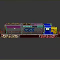 CSX Gray Blue Yellow Locomotive Train Model with Reflective Surface
