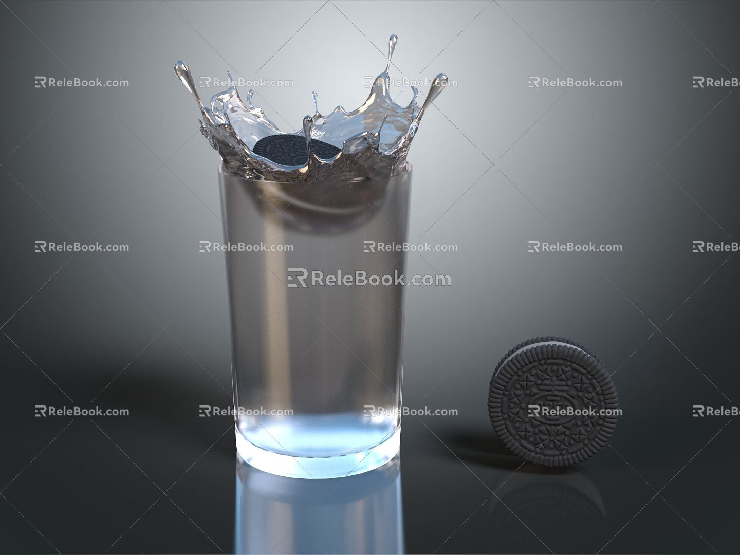 Modern Water Cup Oreo Cookie Chocolate Sandwich Cookie Cup Glass 3d model