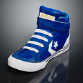 Blue High Top Sneakers With White Laces And Star Logo Design